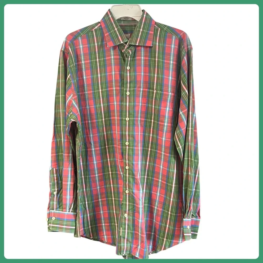 Peter Millar Men's Large 100% Cotton Plaid Button Down Shirt Weekender Sz.‎ L